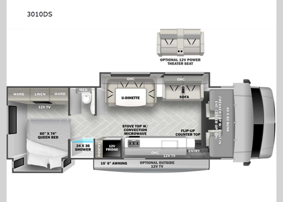 Floorplan - 2025 Sunseeker Classic 3010DS Ford Motor Home Class C