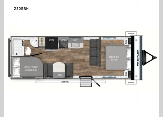Floorplan - 2024 Prowler 250SBH Travel Trailer