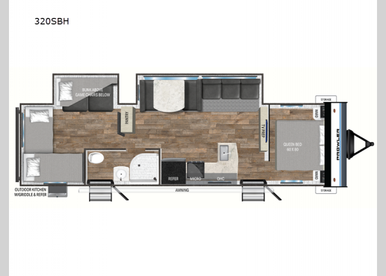 Floorplan - 2024 Prowler 320SBH Travel Trailer