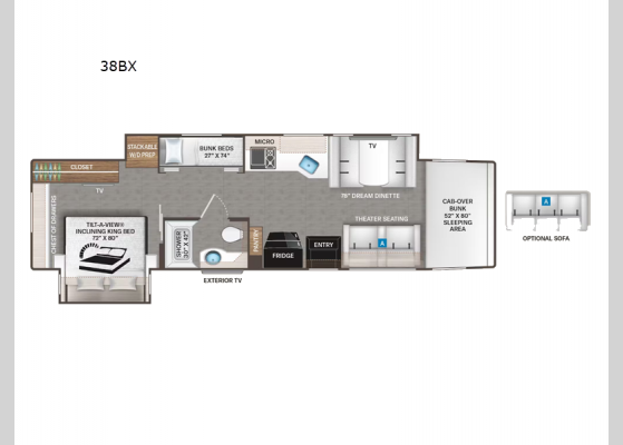 Floorplan - 2025 Pasadena 38BX Motor Home Super C - Diesel