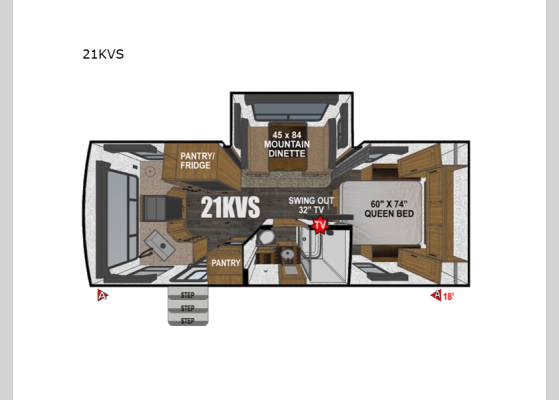 Floorplan - 2025 Creek Side Mountain Series 21KVS Travel Trailer
