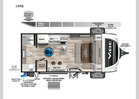 Floorplan - 2025 Vibe 19RB Travel Trailer