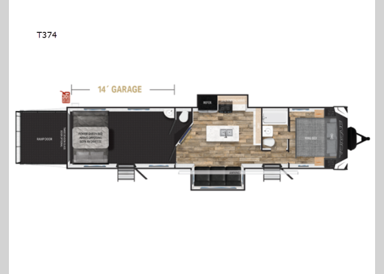 Floorplan - 2025 Torque T374 Toy Hauler Travel Trailer