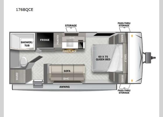Floorplan - 2025 EVO Select 176BQCE Travel Trailer