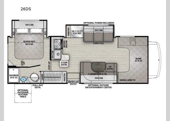 Floorplan - 2026 Freelander 26DS Motor Home Class C