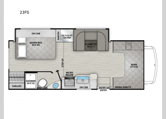Floorplan - 2026 Freelander 23FS Ford 350 Motor Home Class C