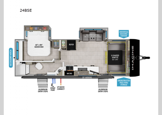 Floorplan - 2025 Imagine XLS 24BSE Travel Trailer