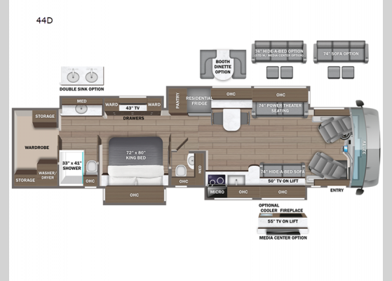 Floorplan - 2026 Aspire 44D Motor Home Class A - Diesel