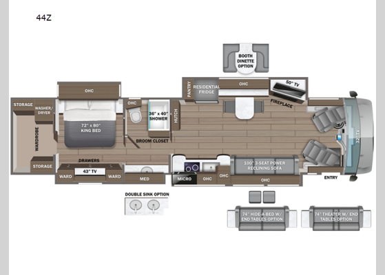 Floorplan - 2026 Aspire 44Z Motor Home Class A - Diesel