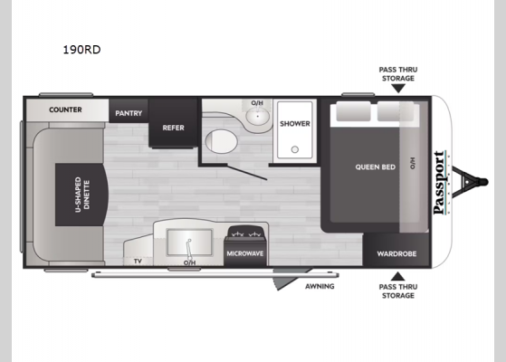 Floorplan - 2025 Passport Classic 190RD Travel Trailer