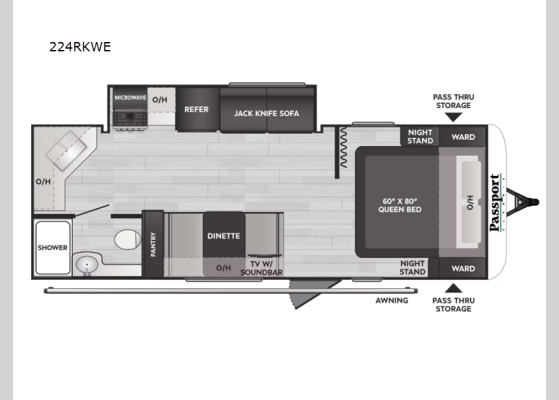 Floorplan - 2025 Passport Classic 224RKWE Travel Trailer
