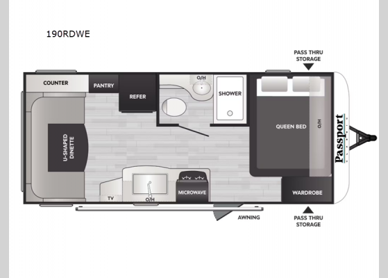 Floorplan - 2025 Passport Classic 190RDWE Travel Trailer