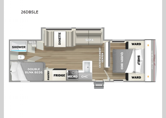 Floorplan - 2026 Avenger LE 26DBSLE Travel Trailer