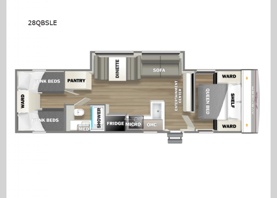 Floorplan - 2026 Avenger LE 28QBSLE Travel Trailer