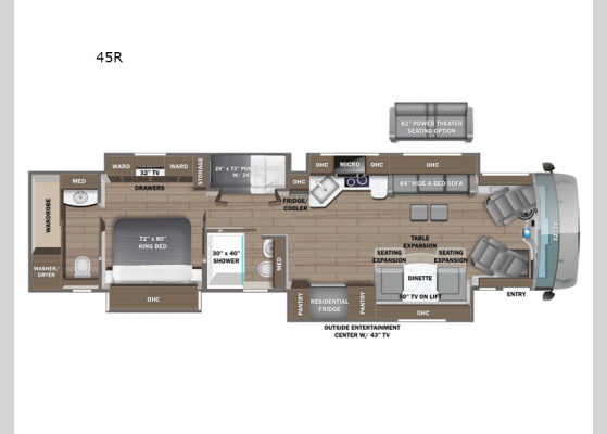 Floorplan - 2025 Cornerstone 45R Motor Home Class A - Diesel