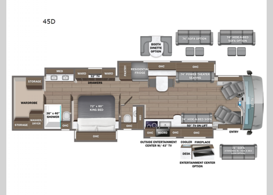 Floorplan - 2025 Cornerstone 45D Motor Home Class A - Diesel