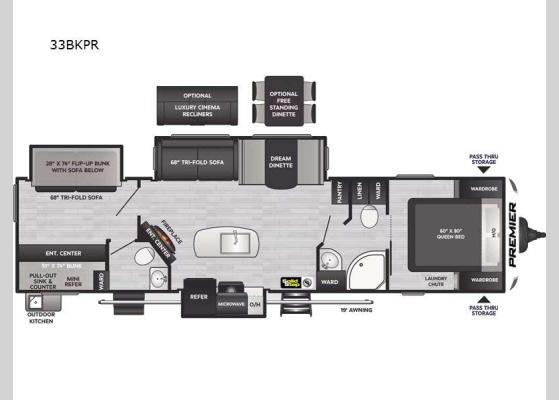 Floorplan - 2024 Premier Ultra Lite 33BKPR Travel Trailer