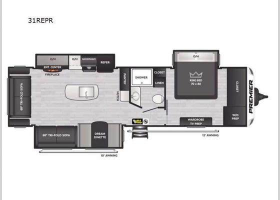 Floorplan - 2024 Premier Ultra Lite 31REPR Travel Trailer