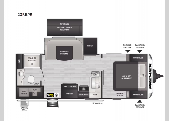 Floorplan - 2024 Premier Ultra Lite 23RBPR Travel Trailer