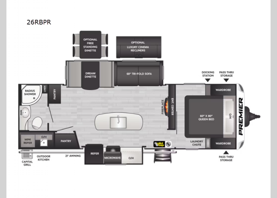 Floorplan - 2024 Premier Ultra Lite 26RBPR Travel Trailer