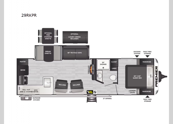 Floorplan - 2024 Premier Ultra Lite 29RKPR Travel Trailer