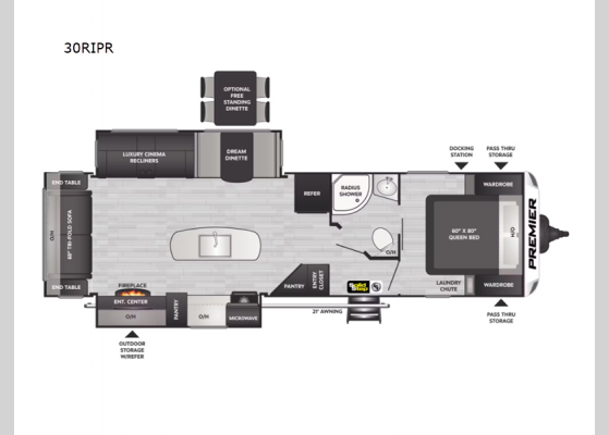 Floorplan - 2024 Premier Ultra Lite 30RIPR Travel Trailer