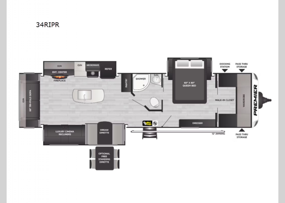 Floorplan - 2024 Premier Ultra Lite 34RIPR Travel Trailer