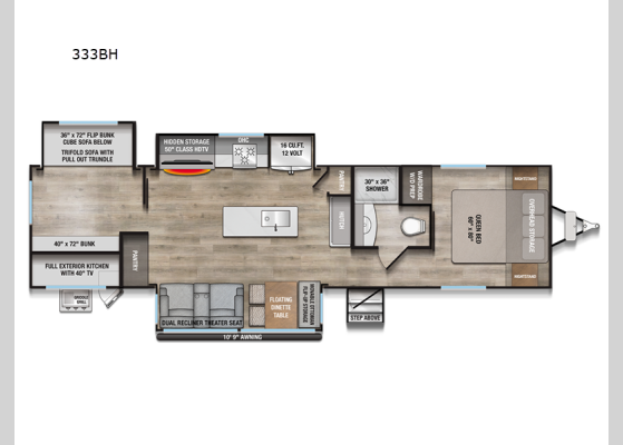 Floorplan - 2026 Avenue 333BH Travel Trailer