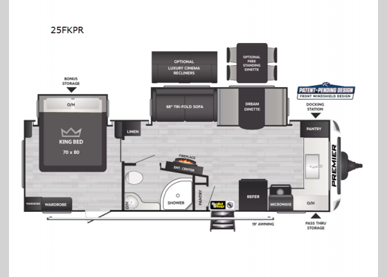 Floorplan - 2024 Premier Ultra Lite 25FKPR Travel Trailer