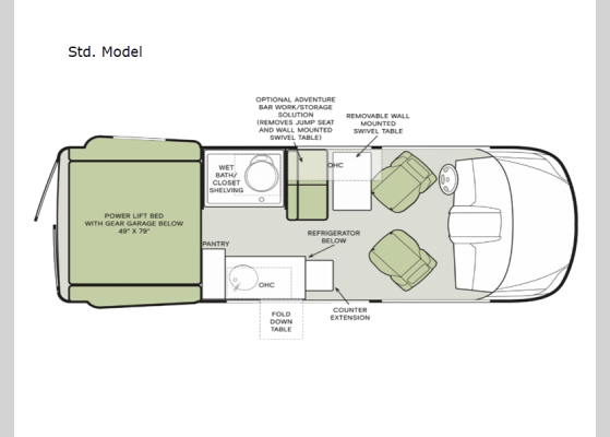 Floorplan - 2025 GH1 Std. Model Motor Home Class B - Diesel
