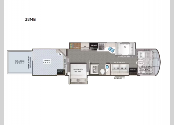 Floorplan - 2024 Outlaw 38MB Motor Home Class A - Toy Hauler