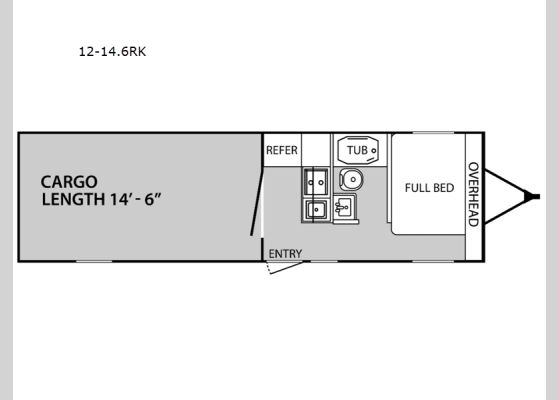 Floorplan - 2024 Overnighter 12-14.6 RK Toy Hauler Travel Trailer