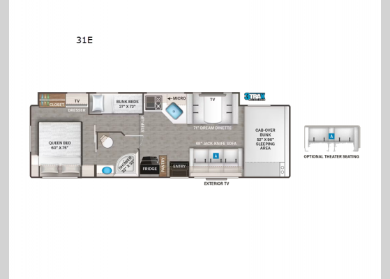 Floorplan - 2024 Chateau 31E Motor Home Class C