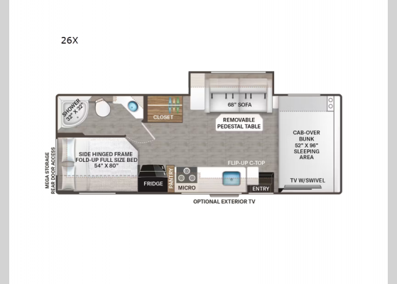 Floorplan - 2024 Chateau 26X Chevy Motor Home Class C