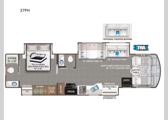 Floorplan - 2024 Challenger 37FH Motor Home Class A