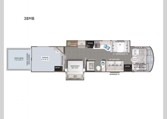 Floorplan - 2025 Outlaw 38MB Motor Home Class A - Toy Hauler