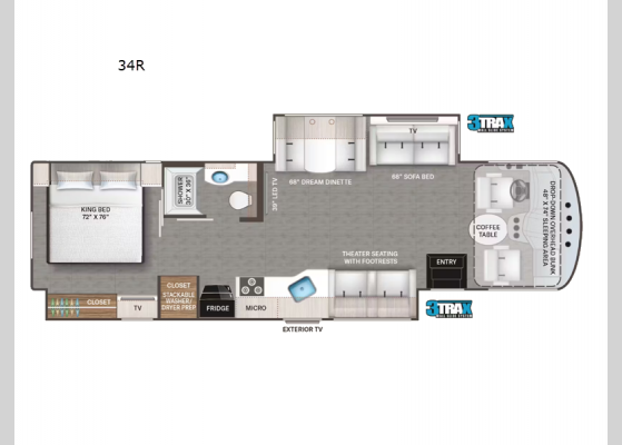 Floorplan - 2025 Hurricane 34R Motor Home Class A