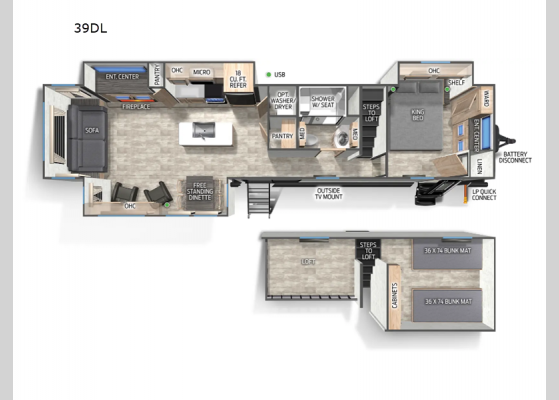 Floorplan - 2024 Timberwolf 39DL Destination Trailer