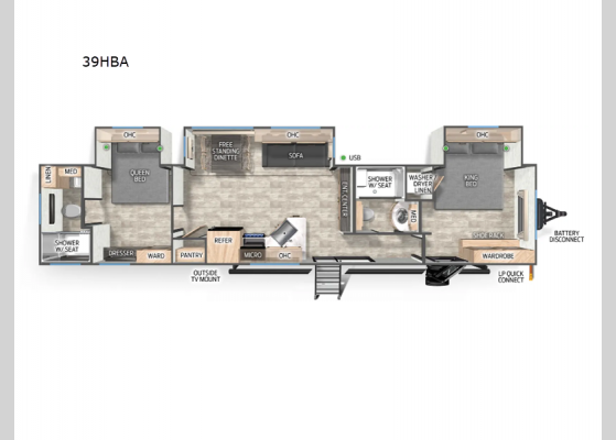 Floorplan - 2024 Timberwolf 39HBA Destination Trailer