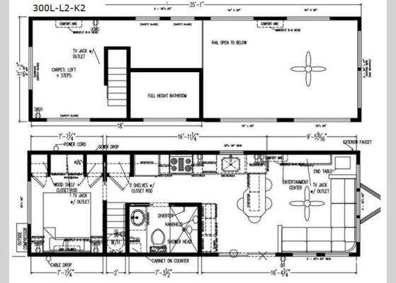Floorplan - 2024 Bay View 300-L2-K2 Park Models