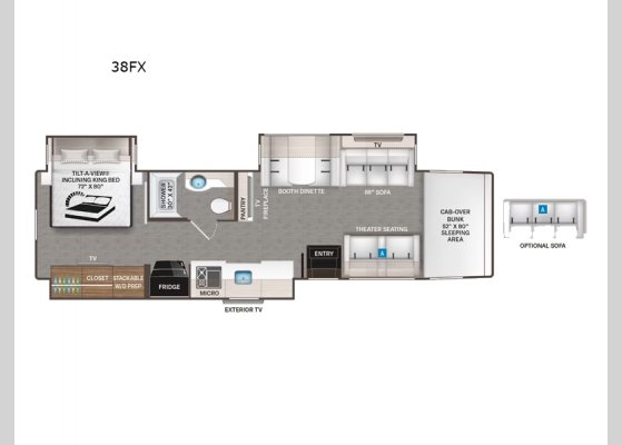 Floorplan - 2025 Pasadena 38FX Motor Home Super C - Diesel