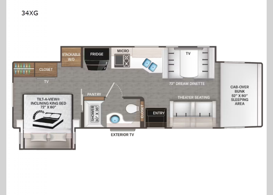 Floorplan - 2025 Pasadena 34XG Motor Home Super C - Diesel