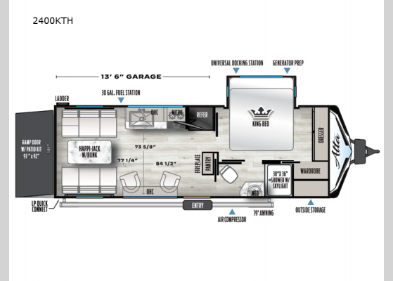 Floorplan - 2025 Alta 2400KTH Toy Hauler Travel Trailer