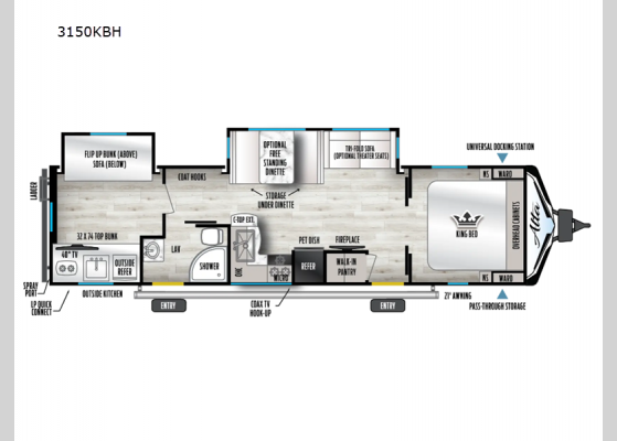 Floorplan - 2025 Alta 3150KBH Travel Trailer