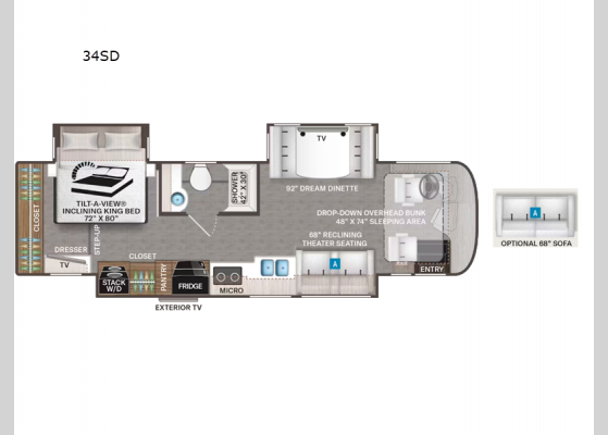 Floorplan - 2026 Riviera 34SD Motor Home Class A - Diesel
