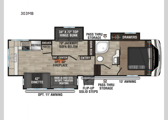 Floorplan - 2025 Sportsmen 303MB Fifth Wheel