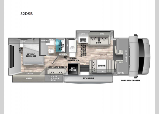 Floorplan - 2025 Solera 32DSB Motor Home Class C