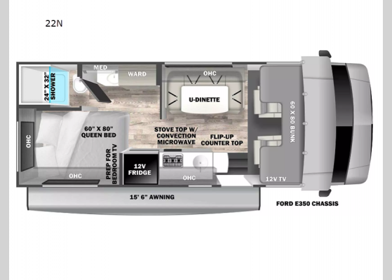 Floorplan - 2025 Solera 22N Chevy Motor Home Class C
