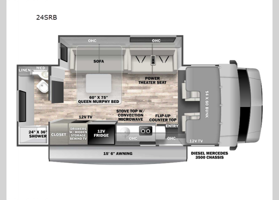 Floorplan - 2025 Solera 24SRB Motor Home Class C - Diesel