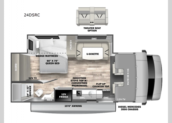 Floorplan - 2025 Solera 24DSRC Motor Home Class C - Diesel